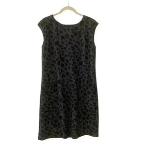 Michael Kors Black Animal Print Mini Dress Medium Sleeveless Pockets Stretch